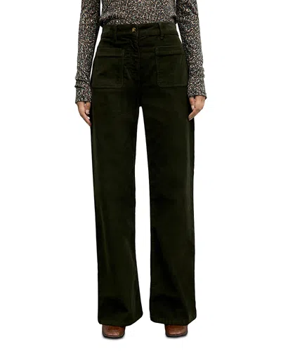 Gerard Darel Mael Cotton Stretch Flare Pants In Green