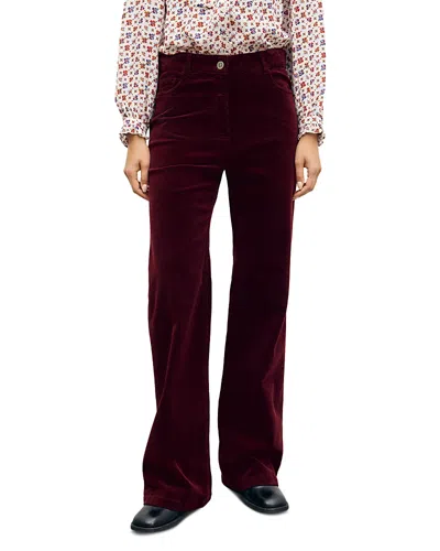 Gerard Darel Mag Cotton Stretch Midi Rise Corduroy Pants In Redwine