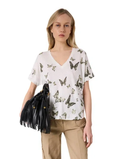 Gerard Darel Makeda Butterfly Print T-shirt In Green