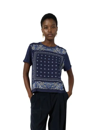 Gerard Darel Manolia Scarf Print T-shirt In Blue