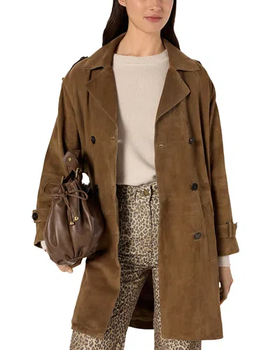 Gerard Darel Manon Suede Trench Coat In Brown
