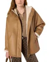Gerard Darel Margaux Shearling Coat In Nude