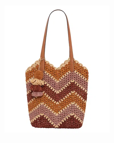 Gerard Darel Margot Crochet Raffia Tote In Multi