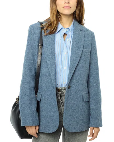 Gerard Darel Marine Single Breasted Blazer In Blue