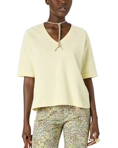 Gerard Darel Marisa V-neck Short Sleeve T-shirt In Yellow