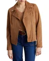 Gerard Darel Maud Suede Moto Jacket In Caramel