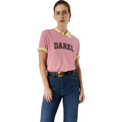 Gerard Darel Melly Retro Logo T-shirt In Pink