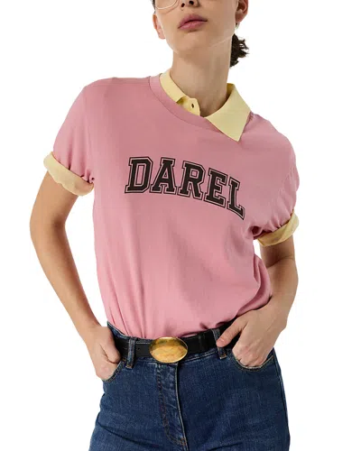Gerard Darel Melly Varsity Tee In Pink