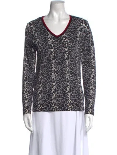 Pre-owned Gerard Darel Merino Wool Animal Print Sweater In Black