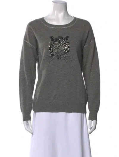 Pre-owned Gerard Darel Merino Wool Graphic Print Sweater In Grey