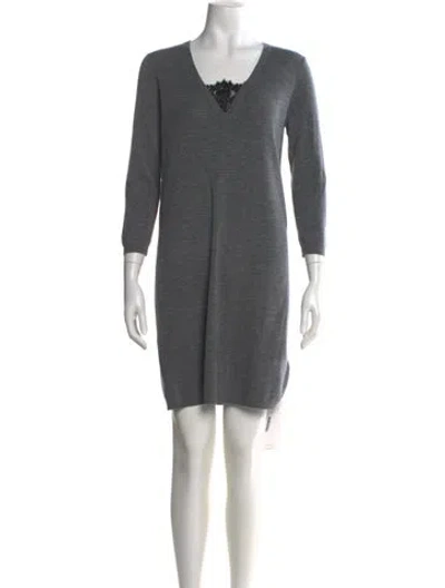 Pre-owned Gerard Darel Merino Wool Mini Dress In Gray