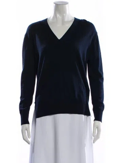Pre-owned Gerard Darel Merino Wool V-neck Sweater In Blue