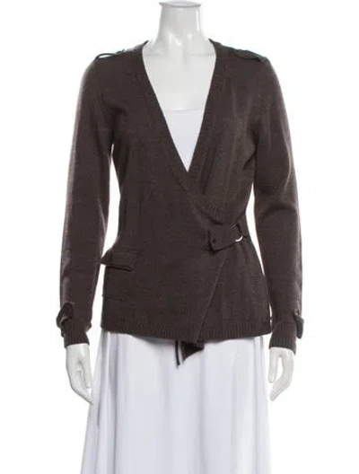 Pre-owned Gerard Darel Merino Wool V-neck Sweater In Brown