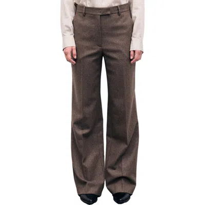 Gerard Darel Mia Wide Leg Mid Rise Trousers In Brown