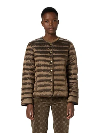 Gerard Darel Micaela Quilted Reversible Down Jacket In Brown