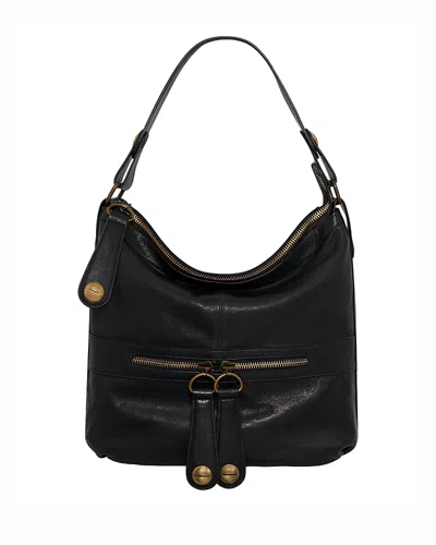 Gerard Darel Midday Leather Hobo Bag In Black