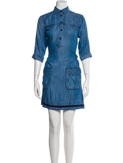 Pre-owned Gerard Darel Mini Dress In Blue