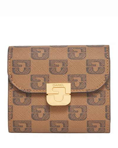 Gerard Darel Mini Logo Print Leather Wallet In Brown