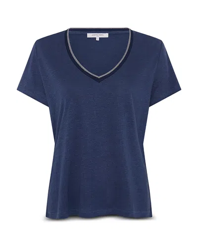 Gerard Darel Mirana Linen V Neck Top In Blue
