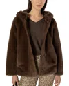 Gerard Darel Morgane Faux Fur Coat In Brown