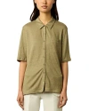 Gerard Darel Mylene Linen Shirt In Khaki Green
