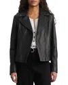 Gerard Darel Nadege Leather Moto Jacket In Black