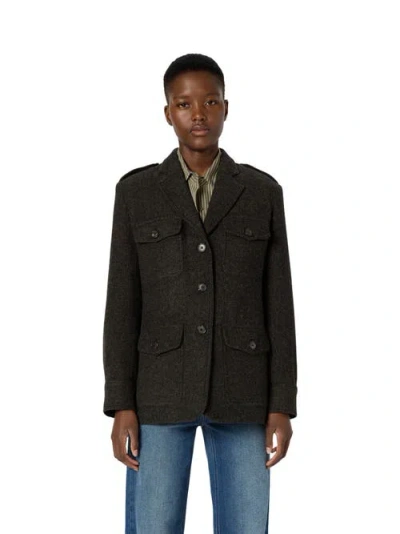 Gerard Darel Nadira Herringbone Jacket In Black