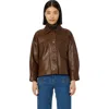 Gerard Darel Nicole Leather Button Front Jacket In Brown