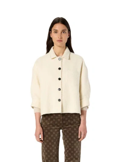Gerard Darel Ninon Cropped Plain Tweed Jacket In Neutral