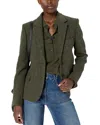 Gerard Darel Noelie Wool Herringbone Blazer In Green