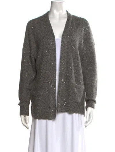 Pre-owned Gerard Darel Open Front Sweater In Grey/metallic