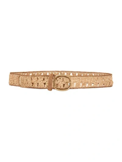 Gerard Darel Paloma Floral Raffia Belt In Brown