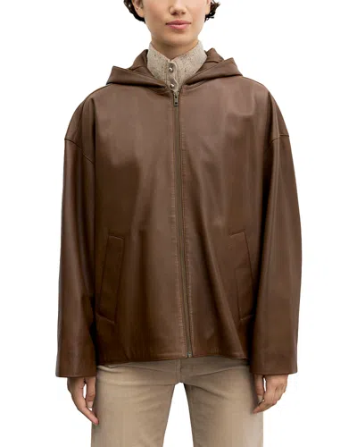 Gerard Darel Pam Leather Hooded Jacket In Multi