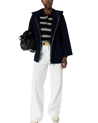 Gerard Darel Patricia Wool Cape Jacket In Blue