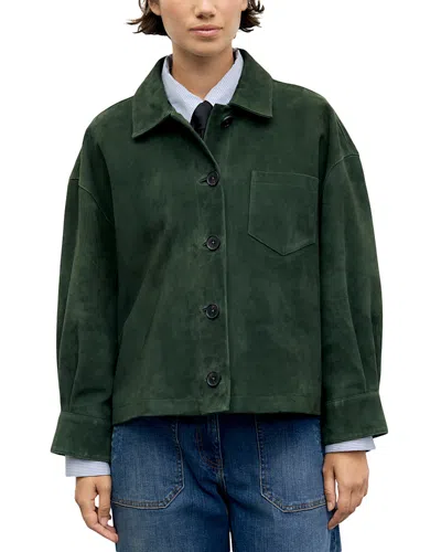 Gerard Darel Pia Suede Button Front Jacket In Green