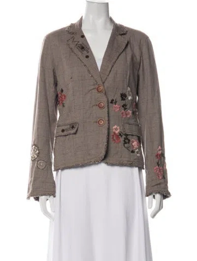 Pre-owned Gerard Darel Plaid Print Blazer In Brown