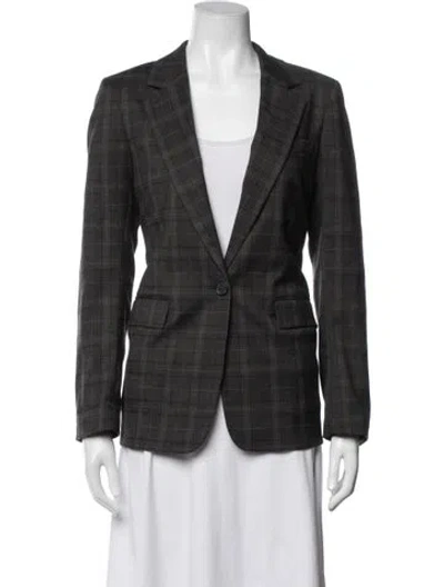 Pre-owned Gerard Darel Plaid Print Blazer In Grey