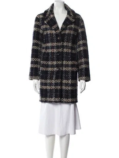 Pre-owned Gerard Darel Plaid Print Coat In Black