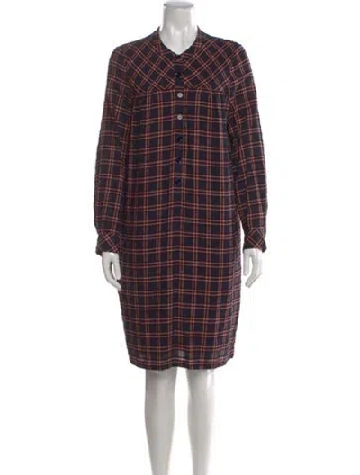 Pre-owned Gerard Darel Plaid Print Knee-length Dress In Blue