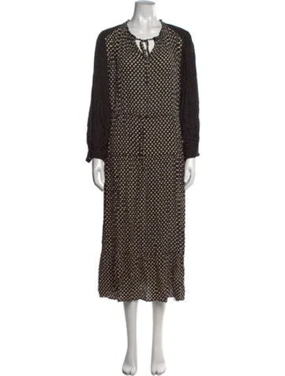 Pre-owned Gerard Darel Polka Dot Print Long Dress In Black