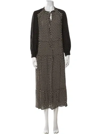 Pre-owned Gerard Darel Polka Dot Print Long Dress In Neutrals