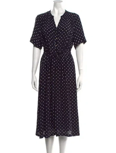 Pre-owned Gerard Darel Polka Dot Print Midi Length Dress In Blue