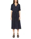 Gerard Darel Popeline Midi Dress In Navy