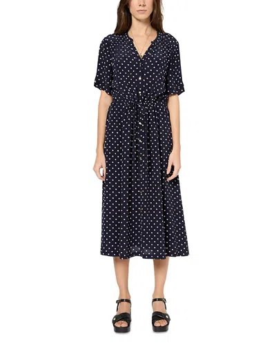Gerard Darel Popeline Midi Dress In Navy