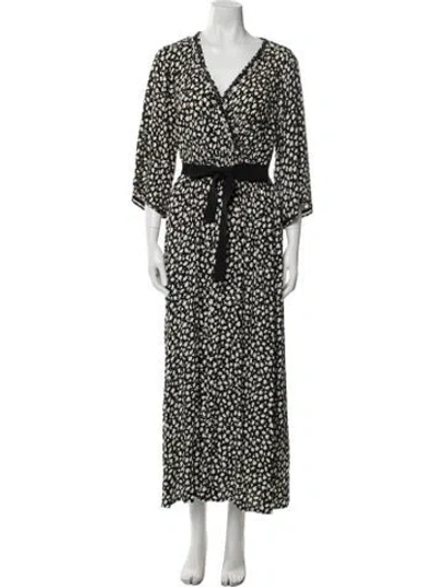 Pre-owned Gerard Darel Printed Long Dress In Black