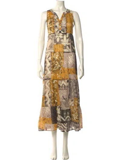 Pre-owned Gerard Darel Printed Long Dress In Multi