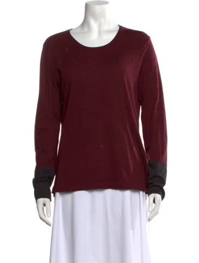 Pre-owned Gerard Darel Printed V-neck Sweater In Burgundy