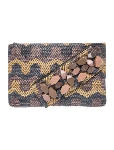Pre-owned Gerard Darel Raffia Clutch In Blue