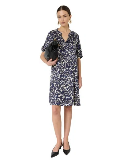 Gerard Darel Raliah Floral Print V-neck Dress In Blue
