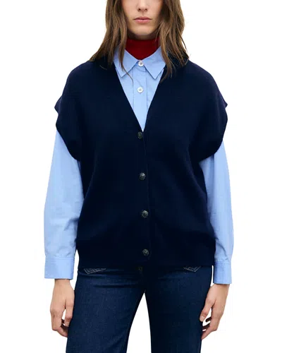 Gerard Darel Reba Wool Cardigan Vest In Blue